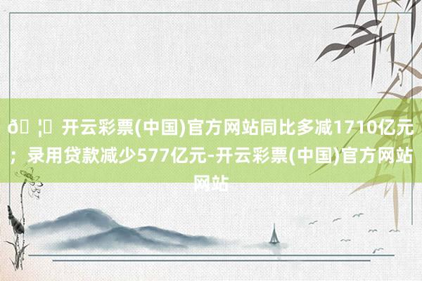 🦄开云彩票(中国)官方网站同比多减1710亿元；录用贷款减少577亿元-开云彩票(中国)官方网站