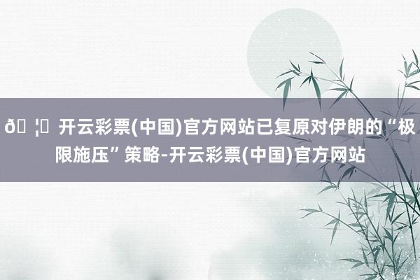 🦄开云彩票(中国)官方网站已复原对伊朗的“极限施压”策略-开云彩票(中国)官方网站