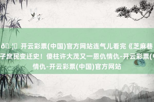 🦄开云彩票(中国)官方网站连气儿看完《芝麻巷子》，京味巷子庶民变迁史！傻柱许大茂又一恩仇情仇-开云彩票(中国)官方网站