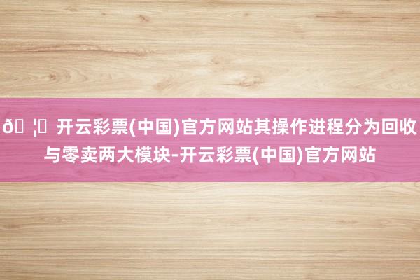 🦄开云彩票(中国)官方网站其操作进程分为回收与零卖两大模块-开云彩票(中国)官方网站