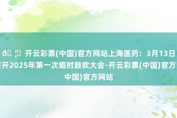 🦄开云彩票(中国)官方网站上海医药：3月13日将召开2025年第一次临时鼓吹大会-开云彩票(中国)官方网站
