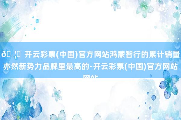 🦄开云彩票(中国)官方网站鸿蒙智行的累计销量亦然新势力品牌里最高的-开云彩票(中国)官方网站