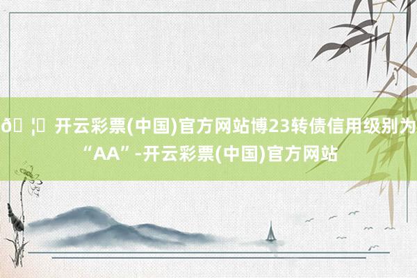 🦄开云彩票(中国)官方网站博23转债信用级别为“AA”-开云彩票(中国)官方网站